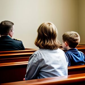 family sitting in courtroom